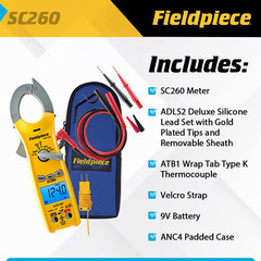 Compact HVACR Clamp Multimeter SC260 – True RMS Clamp Meter with Temperature, Ca