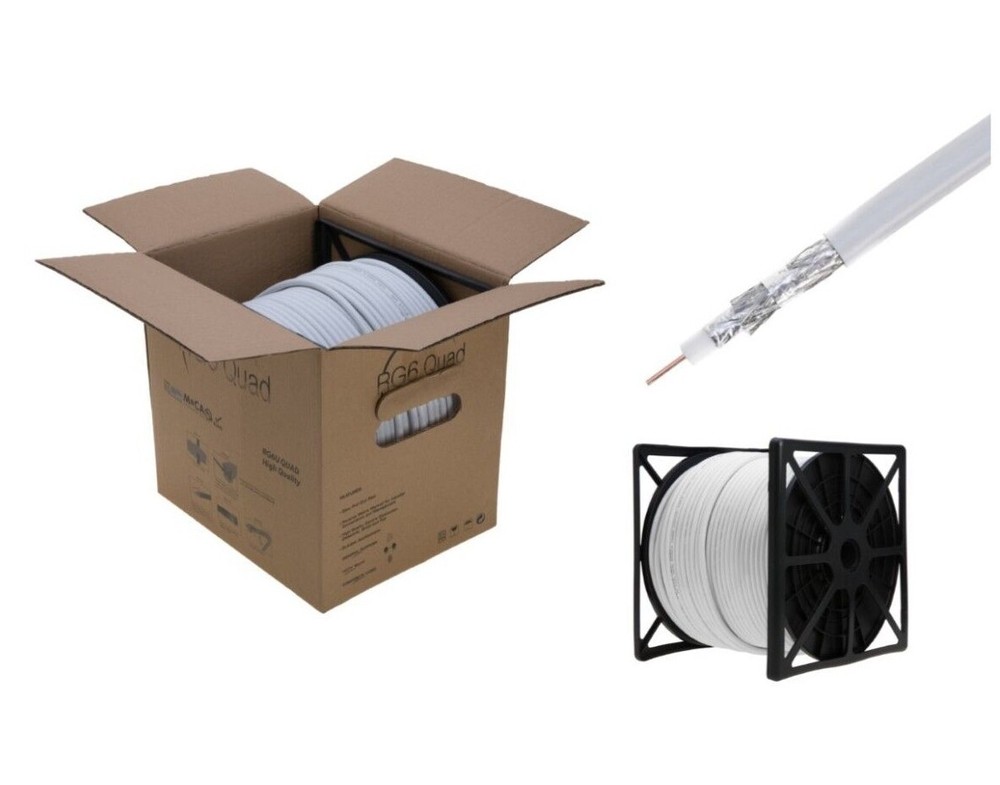 RG6 Coaxial Cable Quad Shield 18AWG Outdoor 3GHz Satellite TV 500FT/1000FT LOT
