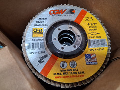 CGW Abrasives Zirconia Alumina Flap Discs QTY10 4-1/2″ Dia 36 Grit 42301