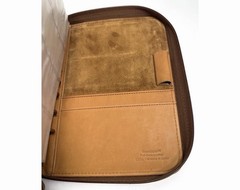NEW VTG 1996 Franklin Covey SpaceMaker Tan Tobacco Leather Zip Planner 10×7 MINT