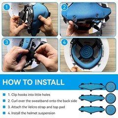Hard Hat Sweatband and Top Pad for Safety Helmet, Washable Hard Hat Cooling Line