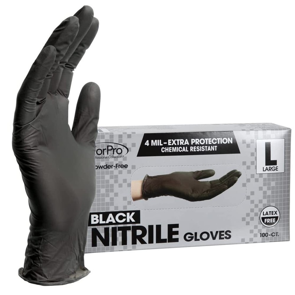 Medium Pack of 100 Black Disposable Nitrile Gloves Food Safe Latex Free 4 Mil