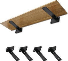 6 Inch Heavy Duty Shelf Brackets 4-Pack, Black Steel Floating Shelf Supports,…