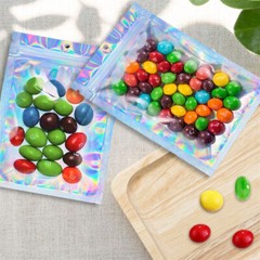 100/200 Holographic Mylar Foil Bags Smell Proof Resealable Zip Pouches Black