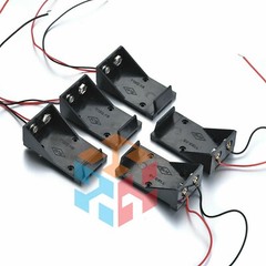 5Pcs 2 Wires DC 9V Cell Volt Battery Storage Clip Holder Box Case Cover T model