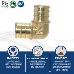100 PIECES 3/4″ PEX ELBOW – BRASS CRIMP FITTINGS (LEAD-FREE)