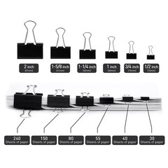 72 Pack Metal Paper Clamps Binder Clips 1 Inch/25mm for Home Office School USA