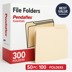 Pendaflex Manila File Folders Letter 1/3-Cut Tabs 11 Pt Stock 50 Pack BubbleBox