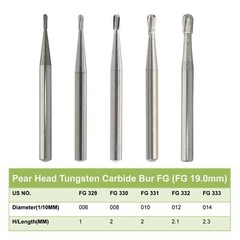 Dental Carbide Bur Tungsten FG 329 330 331 332 333 For High Speed Handpiece Pear