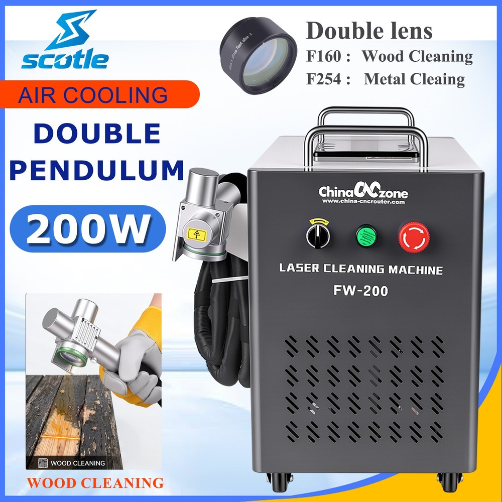 200W JPT Pulse Laser Cleaning Machine Wood Varnish Cleaning Double Pendulum US