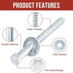 1/2″ x 14″ Lag Bolts (12 PCS) 1/2 inch Lag Screws for Wood, Heavy Duty Hex He…