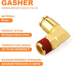 2PCS Brass DOT Push to Connect Fittings, 1/2″ OD X 1/4″ NPT 90 Degree Elbow Unio