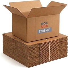 Durable 12″L x 8″W x 6″H Corrugated Boxes – 65 lbs Support, Eco-Friendly 25-Pack