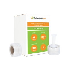 12 Rolls Mini Hand Stretch Wrap 6″ x 1000′ 80 Gauge Clear Bundling Shrink Film