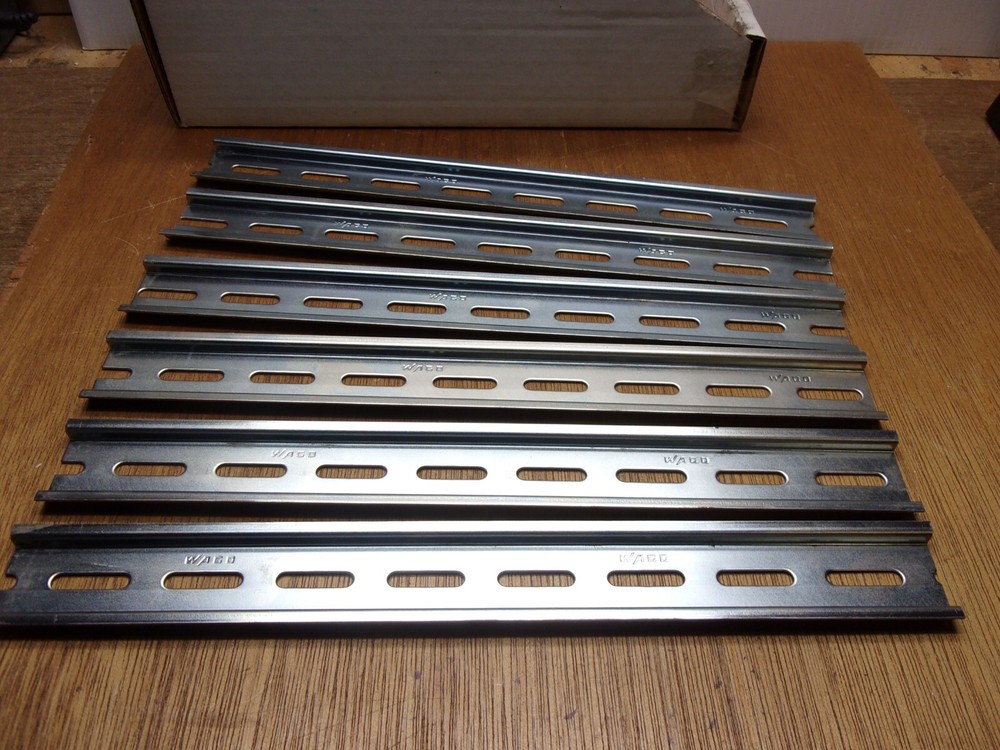 (Qty.6) Wago 12″ DIN Mounting Slotted Carrier Rail 35 X 7.5 MM Zinc Plated Steel