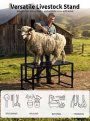 500LBS Livestock Stand Goat Trimming Stand, 47″x23″ Tabletop Goat Milking Stand