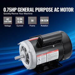 VEVOR 3/4 HP Electric Motor 1725RPM AC115/230V 56 Frame 1-Phase 5/8″ Keyed Shaft