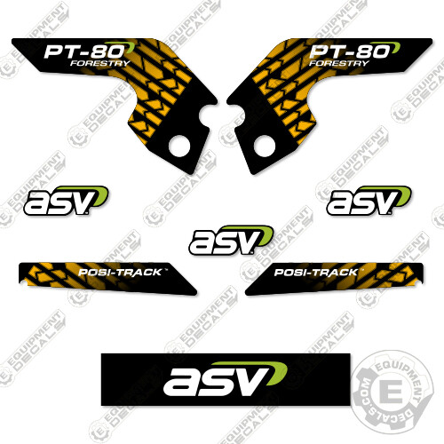 Fits ASV PT-80 Decal Kit Skid Steer (Custom Forestry) – 7 YEAR 3M VINYL!