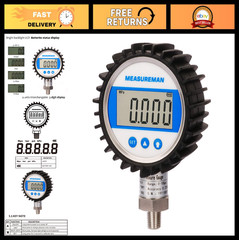 Digital Pressure Gauge 3-1/8″ Dial, 0-100 PSI Bar Mpa Kpa, 1/4″ NPT, 0.25% Accur