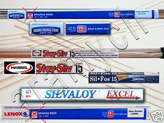 15% Silver Brazing Rods 3 RODS Sil-Fos, Worthington, Harris Stay-Silv, Lenox ..