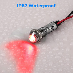 Linkstyle 8Mm 12V LED Indicator Light: 8PCS Panel Mount, Waterproof Metal Dash L
