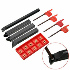 4pcs 12mm Lathe Turning Tool Holder Boring Bar + 10 DCMT0702 Carbide Inserts Set