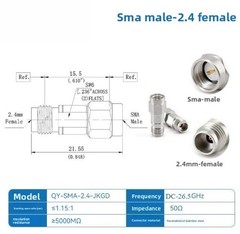 SMA-2.4mm Adapter (JJ/KK/JK/KJ), DC – 26.5GHz Microwave Connector Adapter