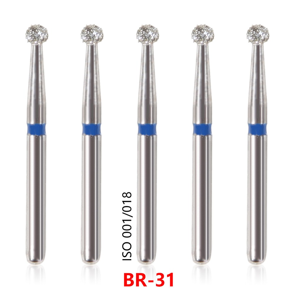 50PCS Dental Diamond Burs High Speed Handpiece Friction Grip 1.6mm Burr