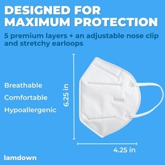 (50-Pack) KN95 Face Masks, Individually Wrapped, Premium Disposable Dust Mask…