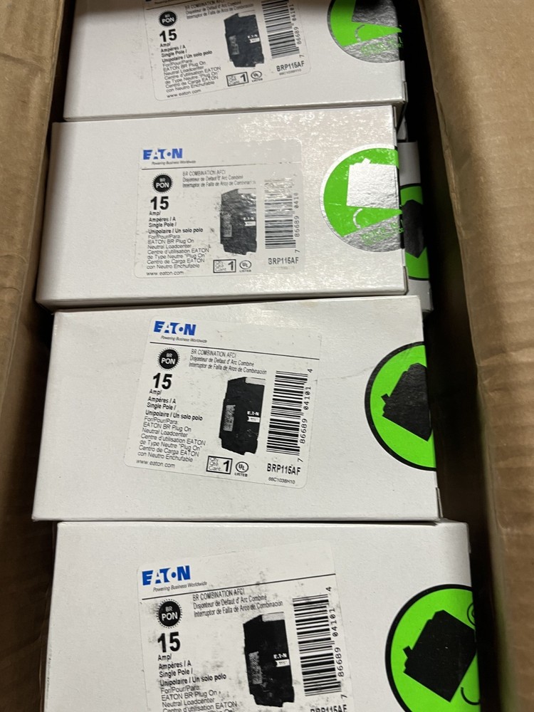 10 x CUTLER HAMMER EATON BRP115AF 15A AFCI PLUG ON NEUTRAL NEW IN BOX 10 x