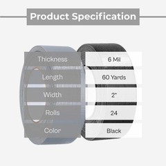 24 Rolls – Duct Tape 2 Inch x 60 Yards 6 Mil – Utility Grade Adhesive Tape Black