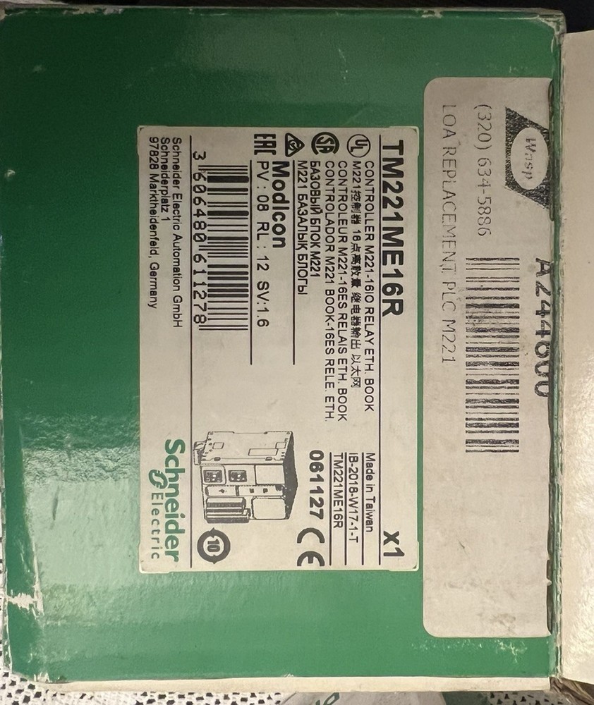 Brand New Schneider Electric TM221ME16R Modicon M221 Controller, 16 I/O