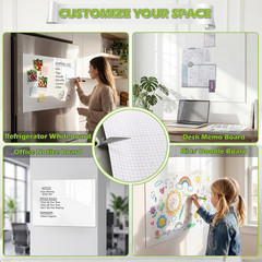 Whiteboard Sticker for Wall, 4X6Ft White Board Paper, Super Sticky Dry Erase Wal