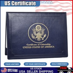 US Citizenship Certificate Holder Naturalization Padded Leatherette Cover