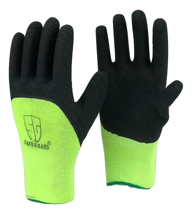 Safeguard High Visible Green Knit Latex Palm Coated Nylon Work Gloves Wholesale