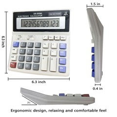 Desk Calculator Large 12 Digit Display, Dual Power Basic Calculator Desktop, Big