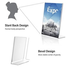 24 Pack Acrylic Sign Holder 8.5 x 11, Slant Back Display Stand, Clear Frames