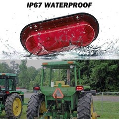 12V Red LED Oval Warning Tail Light Tractor Cab RearFender Rear Light Re 30-3…