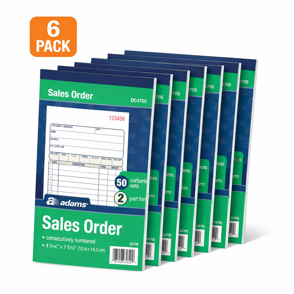 Adams DC4705 Carbonless 2-Part Sales Book, 4 3/16″ x 7 3/16″ – 6 PACK NEW