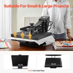 Uimoso 15 x 15 Inch Heat Press Machine for T-Shirt Sublimation and DIY Printing