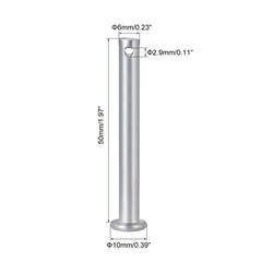 Single Hole Clevis Pins,6mm x 50mm Flat Head Zinc-Plating Steel 10 Pcs