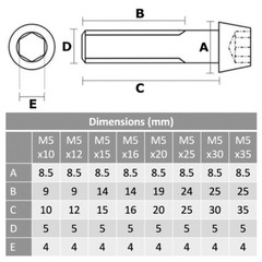 M5 Titanium Ti Taper Head Allen Bolts Screws 10 12 15 16 20 25 30 35 x0.8mm