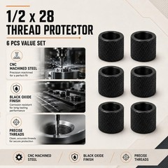 12-Pack Combo: 6 x 5/8×24 Thread Protectors & 6 x 1/2×28 ThreadProtectors -Durab