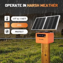 30 Miles Solar Electric Fence Charger with 15W Solar Panel,6-12KV Adjustable