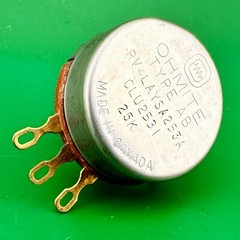 25,000 Ohm 2W Ohmite Potentiometer ~ Linear ~ Type AB ~ CLU2531 ~ Lock Nut NOS