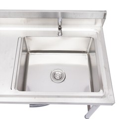 2 Compartment Commercial Sink Stainless Steel Kitchen Utility Sink w/ Prep Table
