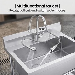 40″ Silver Free Standing Commercial Stainless Steel Kitchen Utility Sink