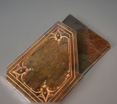 Art Deco CALLING CARD /Business/Wallet Cash Slip Case Tooled Leather Italian