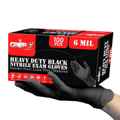 Heavy Duty 6 Mil Black Nitrile Gloves – Disposable, Latex & Powder Free | Mechan