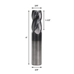 2PCS 4 Flute 3/4″ x 1-1/2″ x 4″ Solid Carbide End Mill – AlTiN Coated NEW